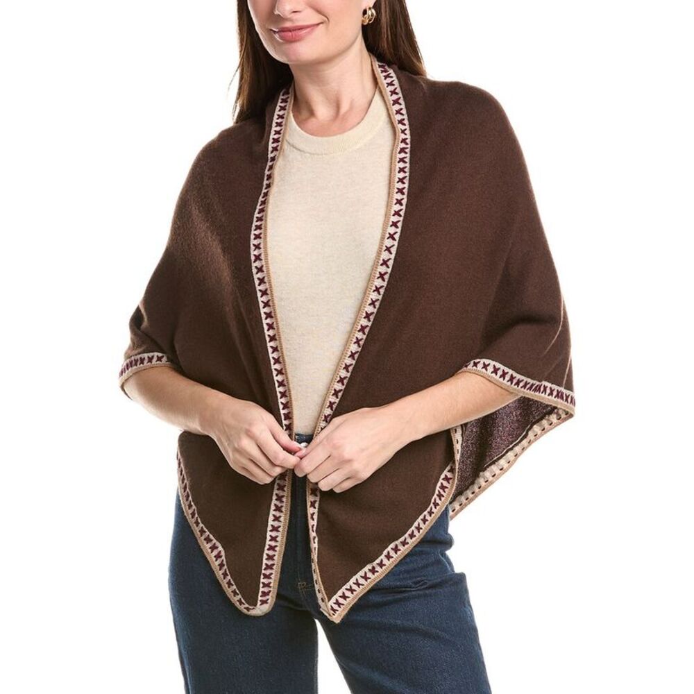 Forte Triangle 100% Cashmere Scarf Wrap, Brown